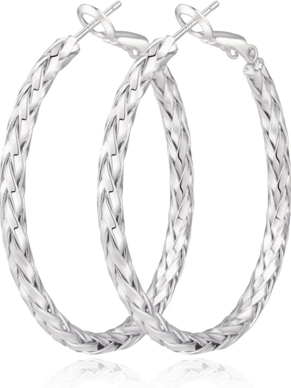 925 Sterling Silver Post Hoop Earrings Lightweight Twisted Hoop Earrings for Wom
